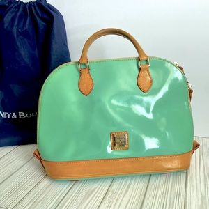 Dooney & Bourke Domed Patent Leather Zip Top Satchel w/ Dust Bag